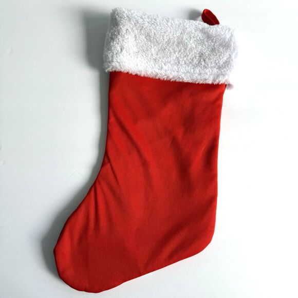 Disney Mickey Mouse Christmas Stocking Satin with White Plush Cuff Xmas Ruz - Picture 3 of 4